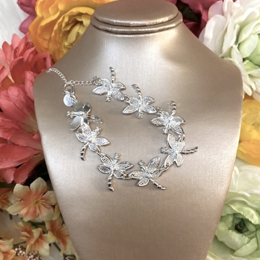 Silver Dragonfly Bracelet With Crystal Accents NEW!